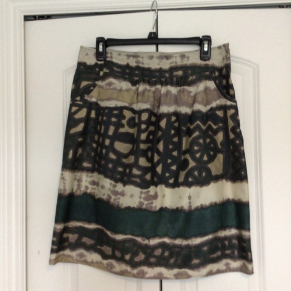 Caramel Knee Length Geometric Print Skirt Size 6 - Picture 2 of 8